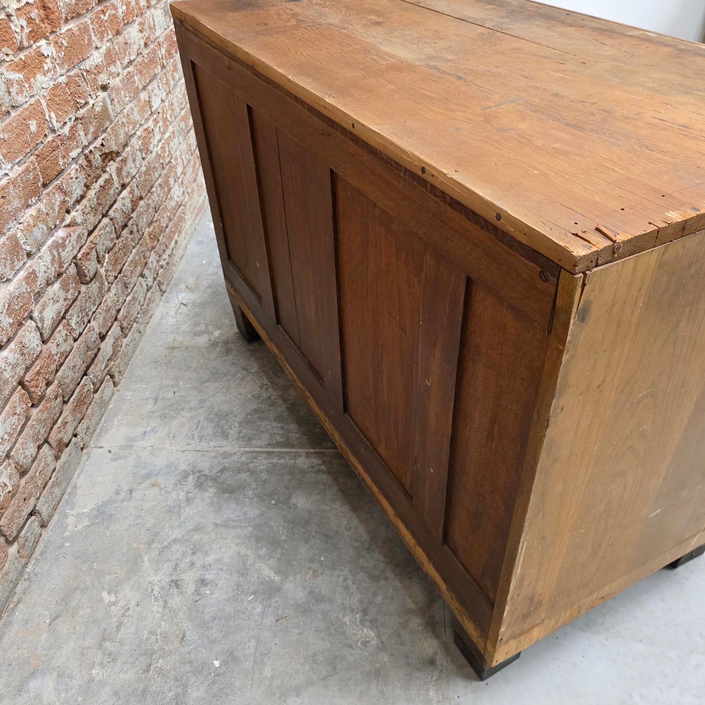 Antique Oak Industrial Hardware Store Cabinet