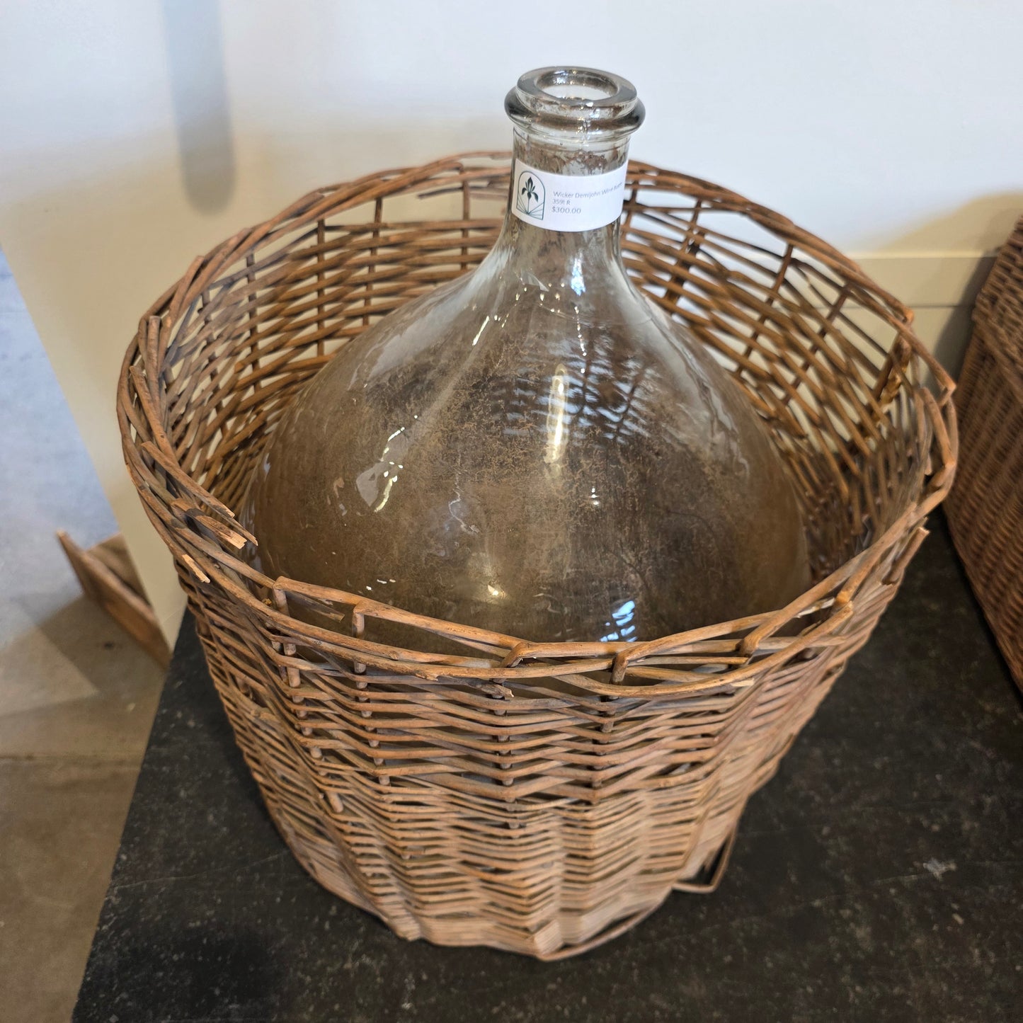 Vintage Wicker Demijohn Wine Bottle