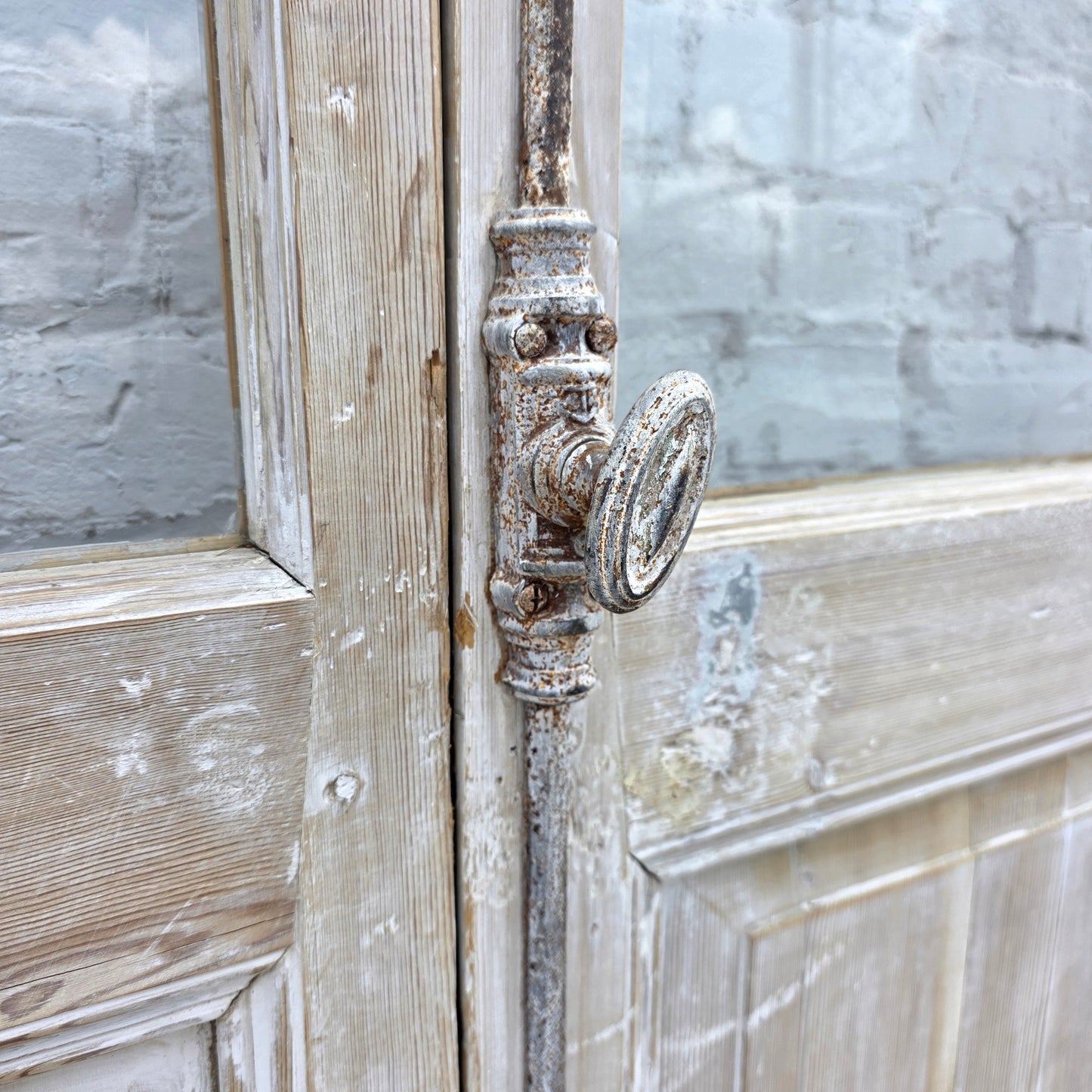 Pair of Washed Wood French Doors w/6 Lites