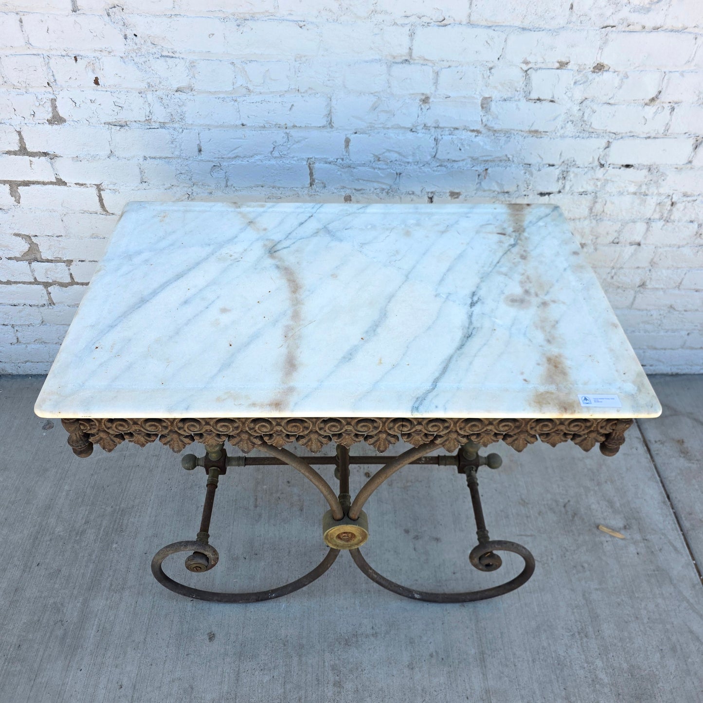 Antique French Marble Top Pastry Table
