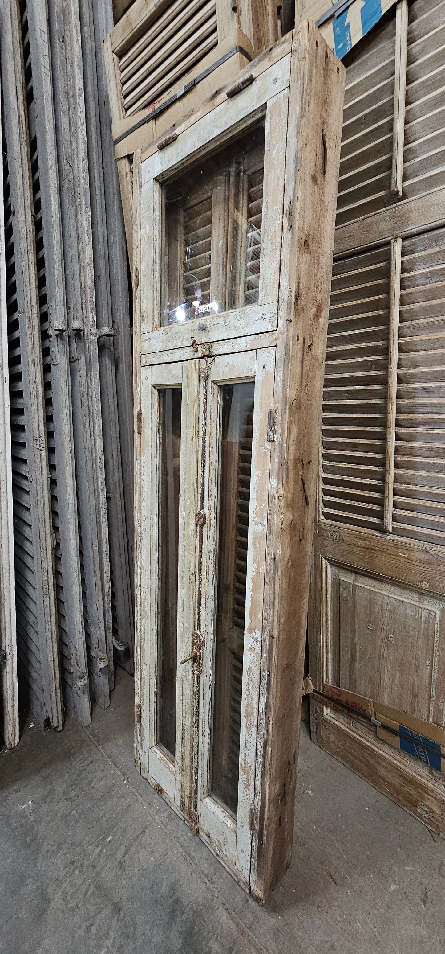 Rectangle Single Pane Window with Transom and Shutter Set