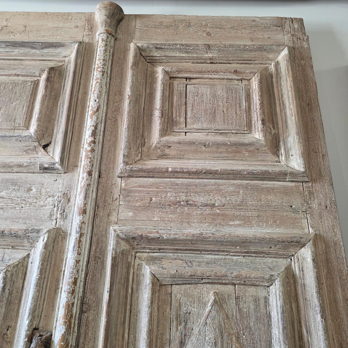 Pair of Antique Diamond Panel Carved Doors w/3 Panels