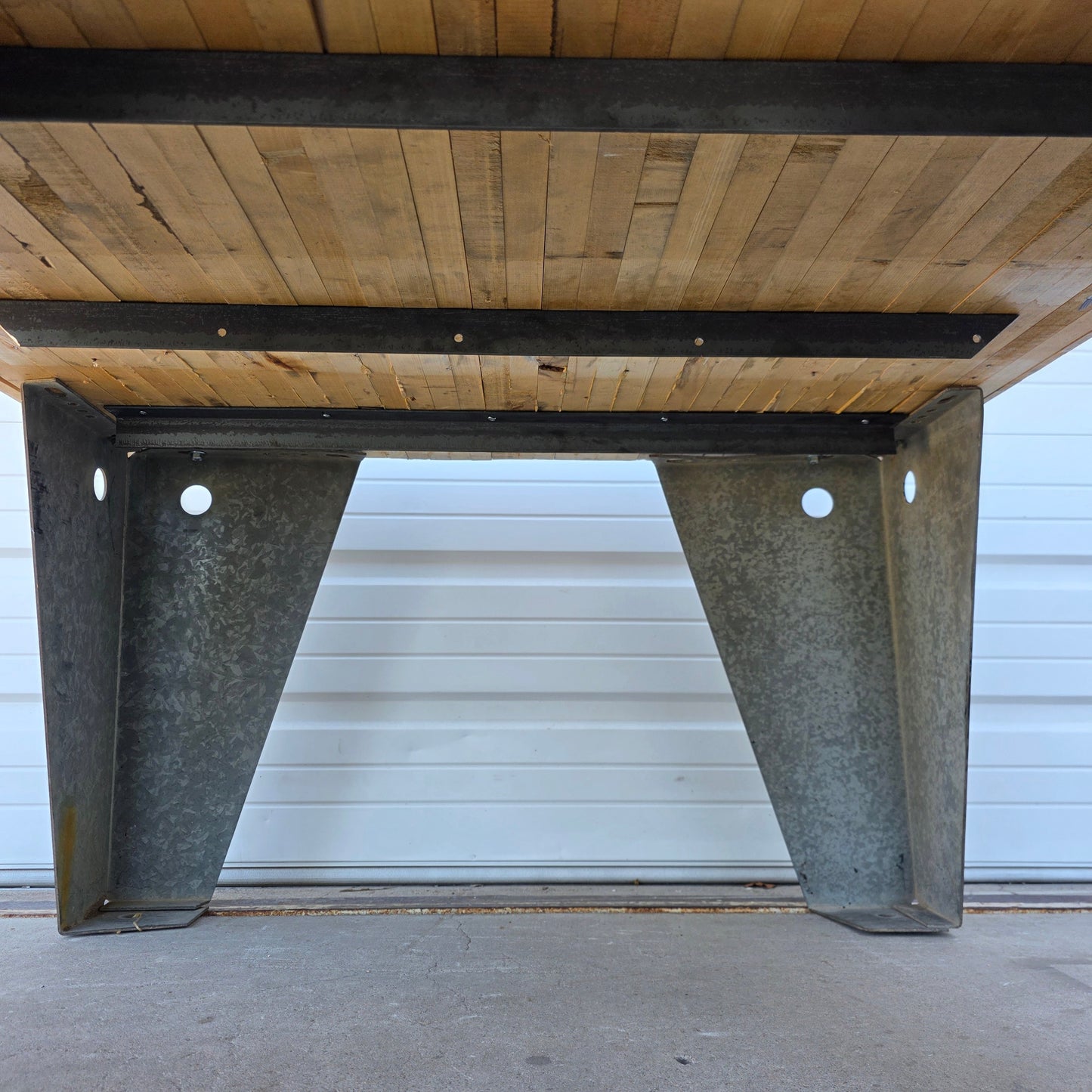 Bowling Alley Square Table with Galvanized Legs