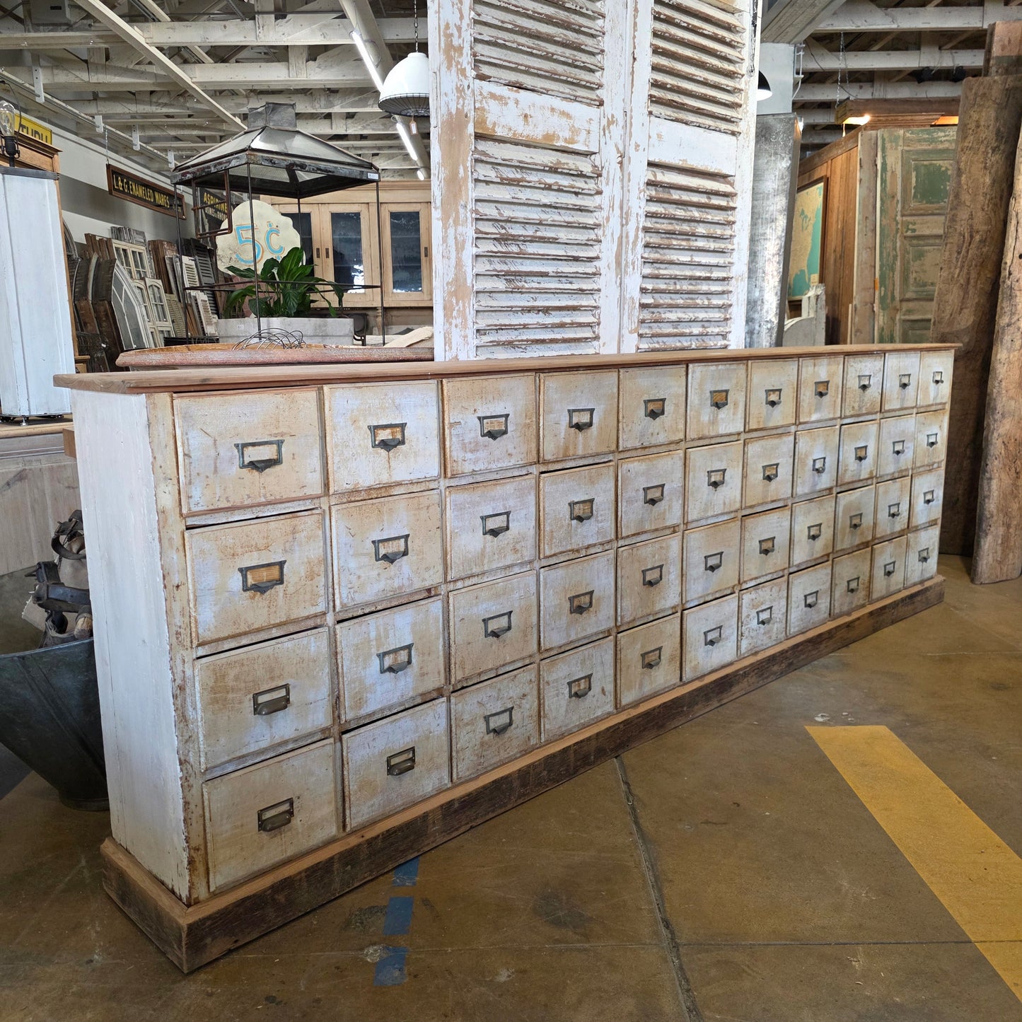 Wood File/Apothecary Cabinet w/48 Drawers