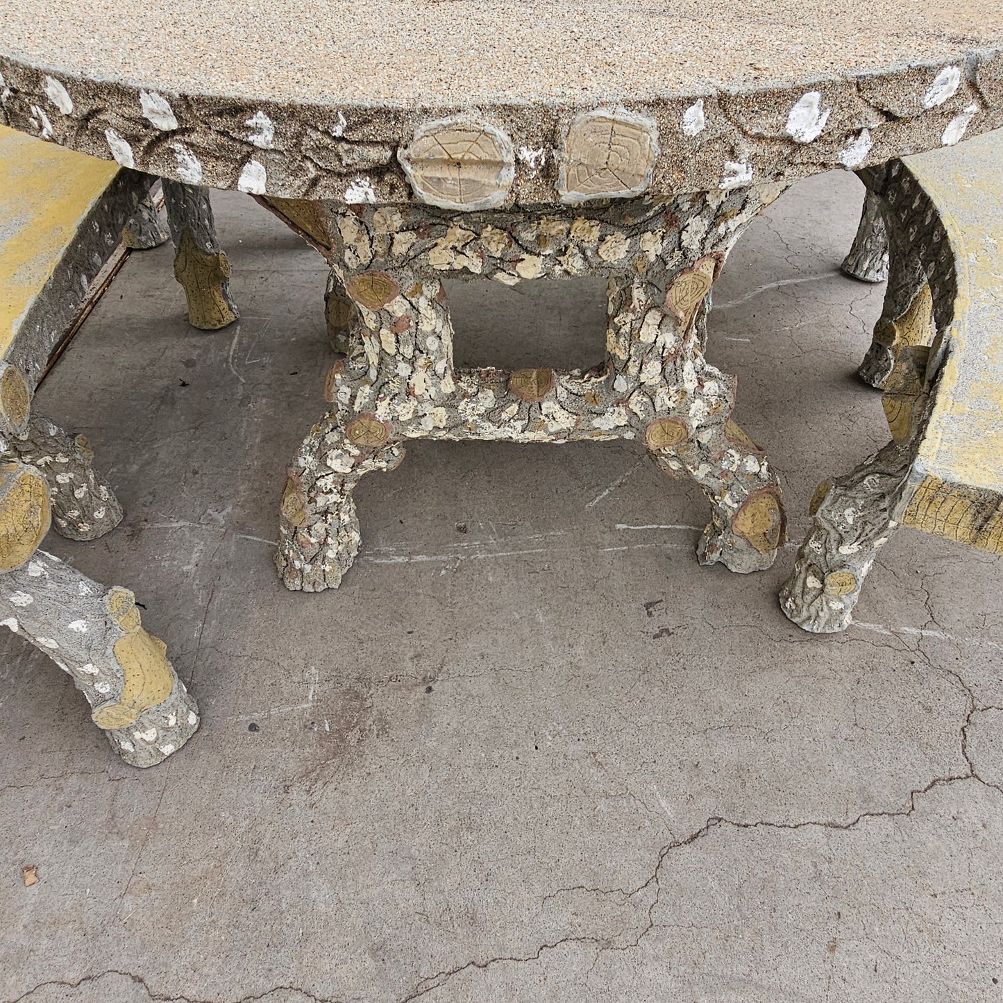 Faux Bois Table and 2 Benches