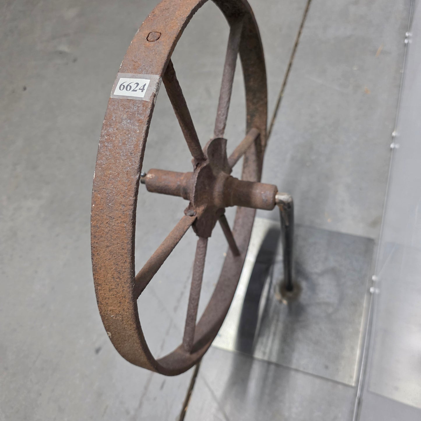 Industrial Iron Wheel on Stand