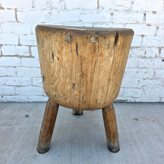 Antique Round Three Leg Butcher Block