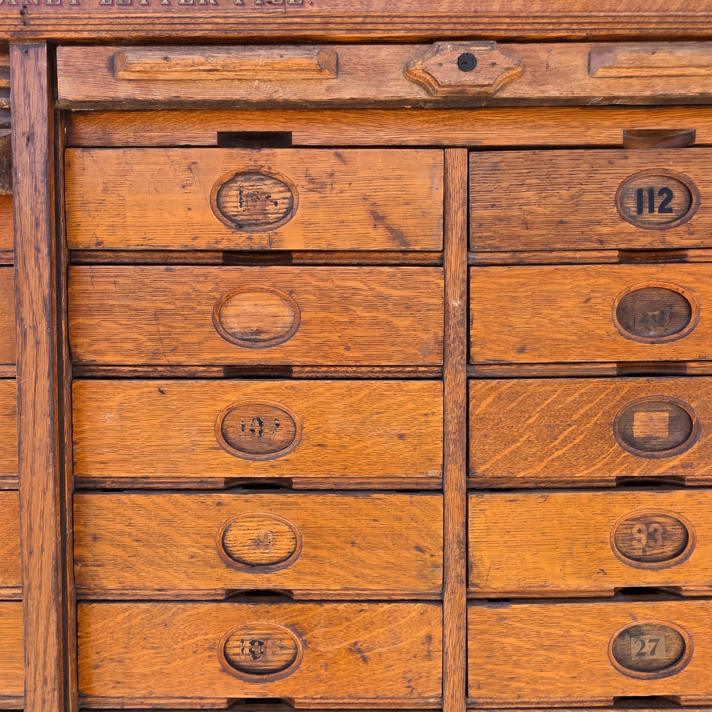 Antique Oak Tambour Filing Cabinet