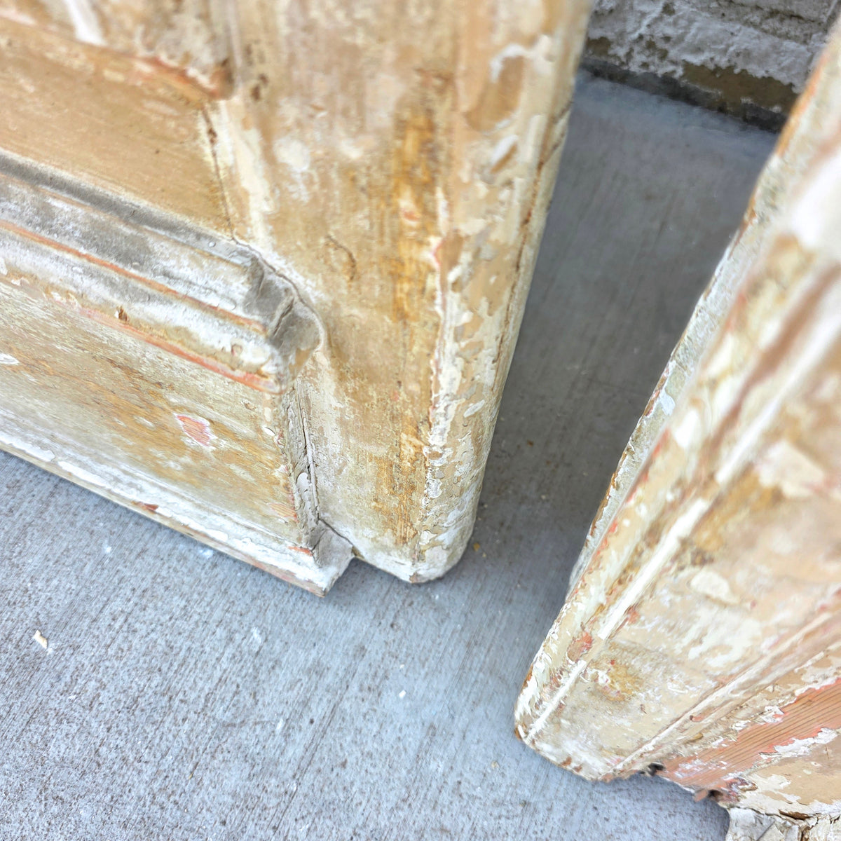 Pair of 2 Panel 7 Lite Washed Wood French Antique Doors