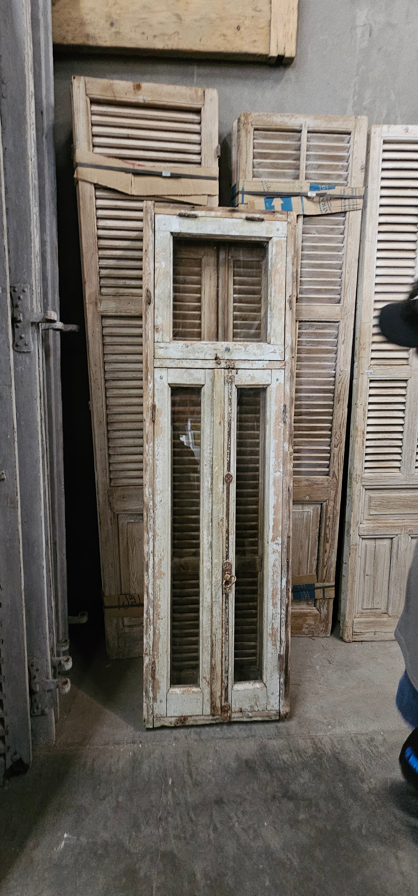 Rectangle Single Pane Window with Transom and Shutter Set