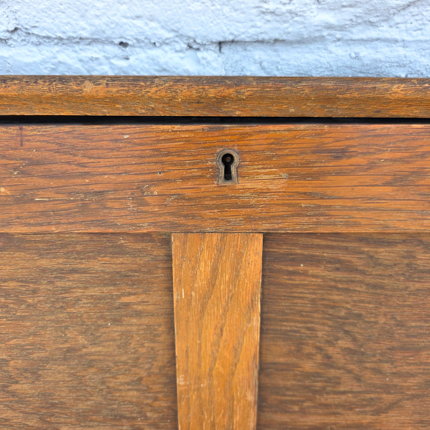Early 1900's Antique Oak Wall Mounted Map Cabinet