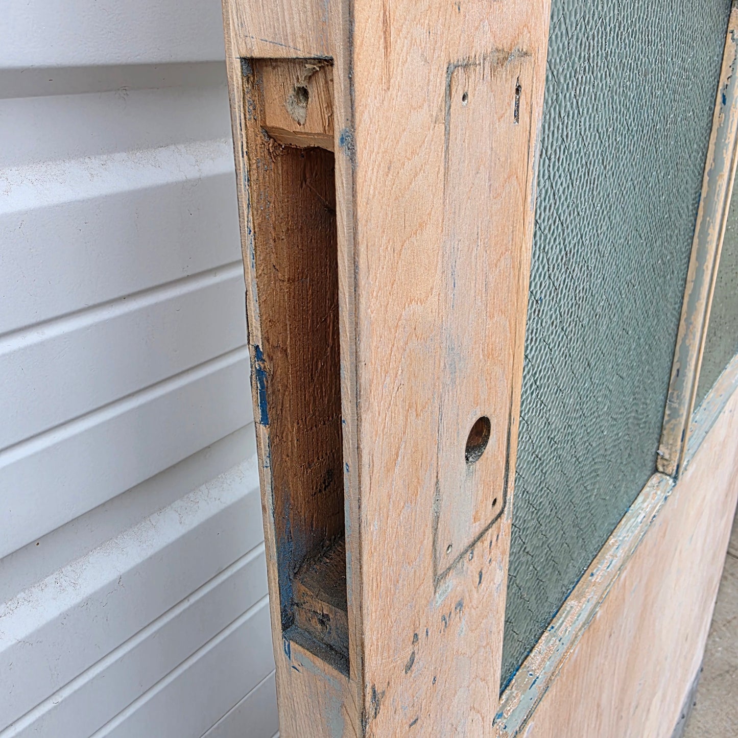 Vintage Wooden Door with Chicken Wire Glass