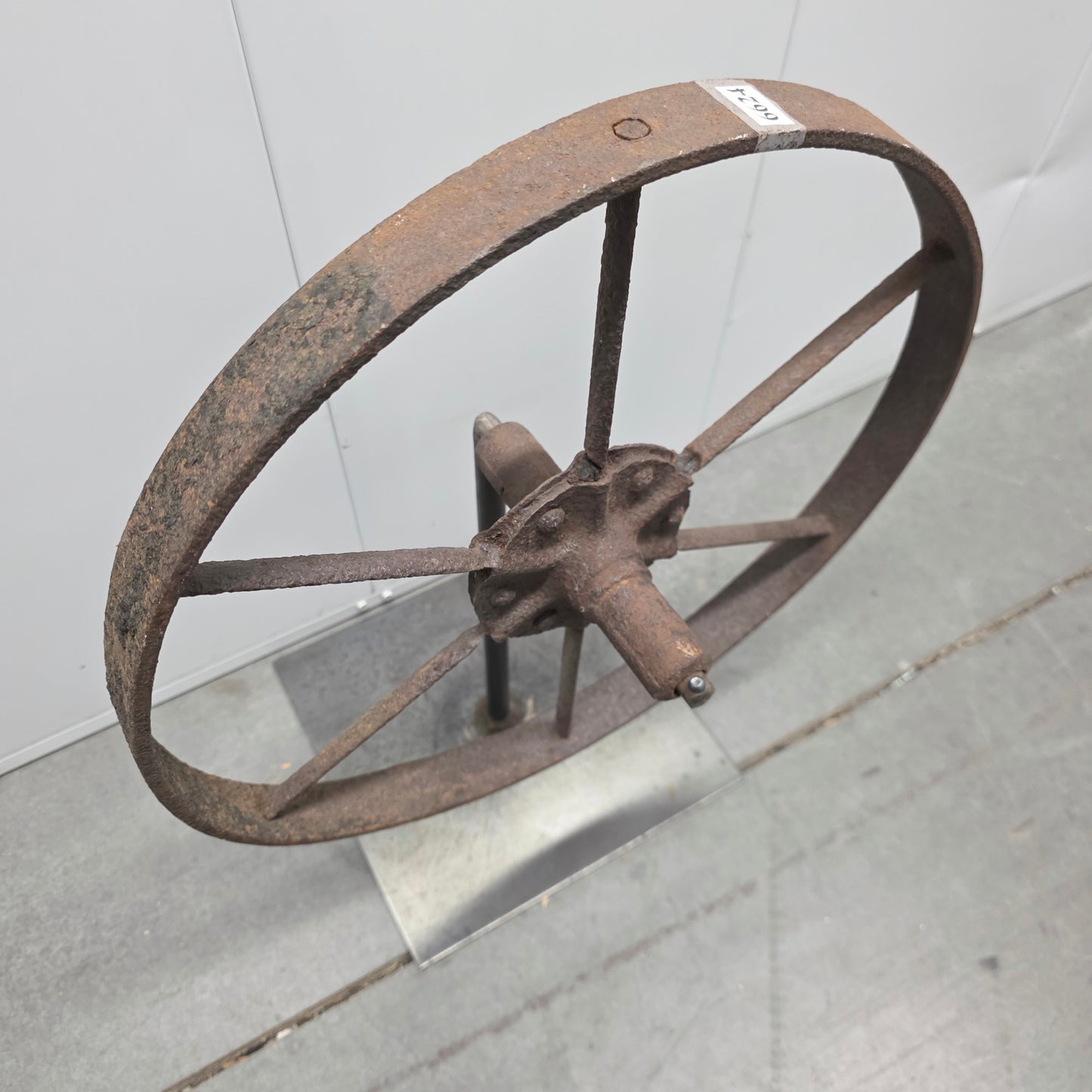 Industrial Iron Wheel on Stand