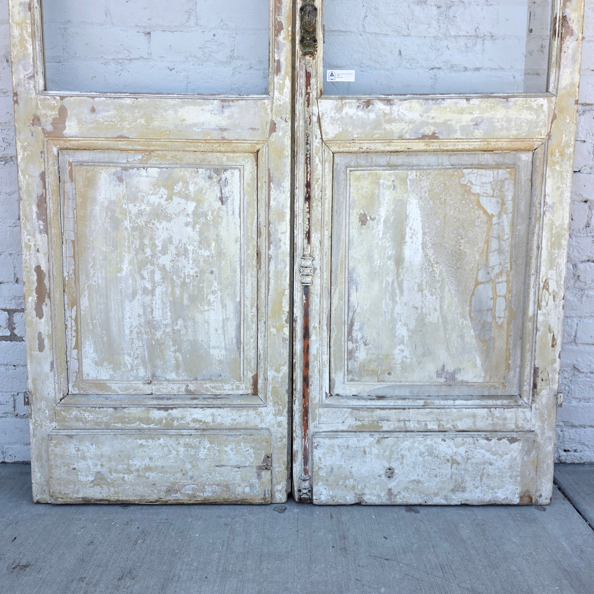 Pair of Painted Antique 6 Lite French Doors
