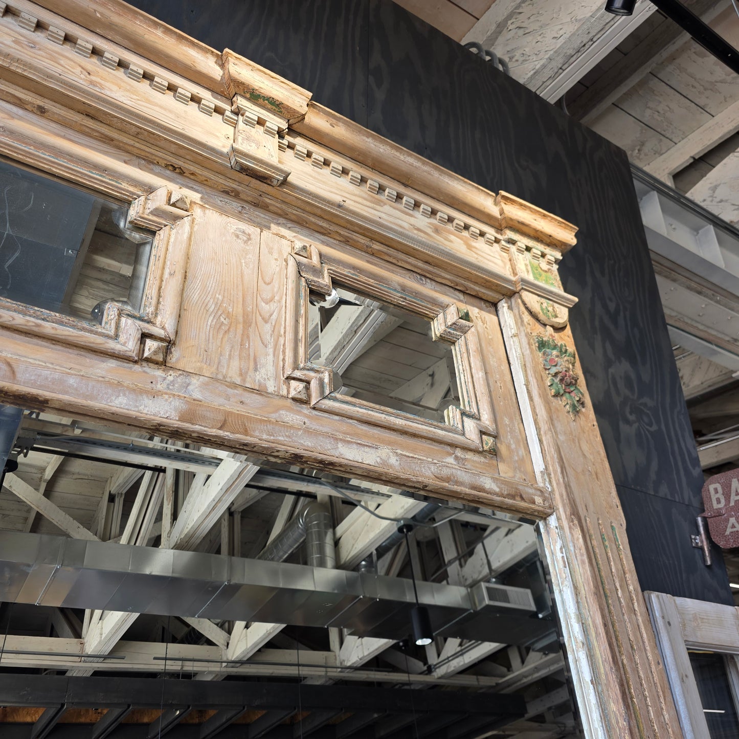 Large Carved Rectangle Wood Mirror