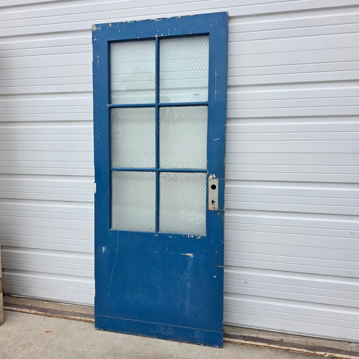 Vintage Wooden Door with Chicken Wire Glass