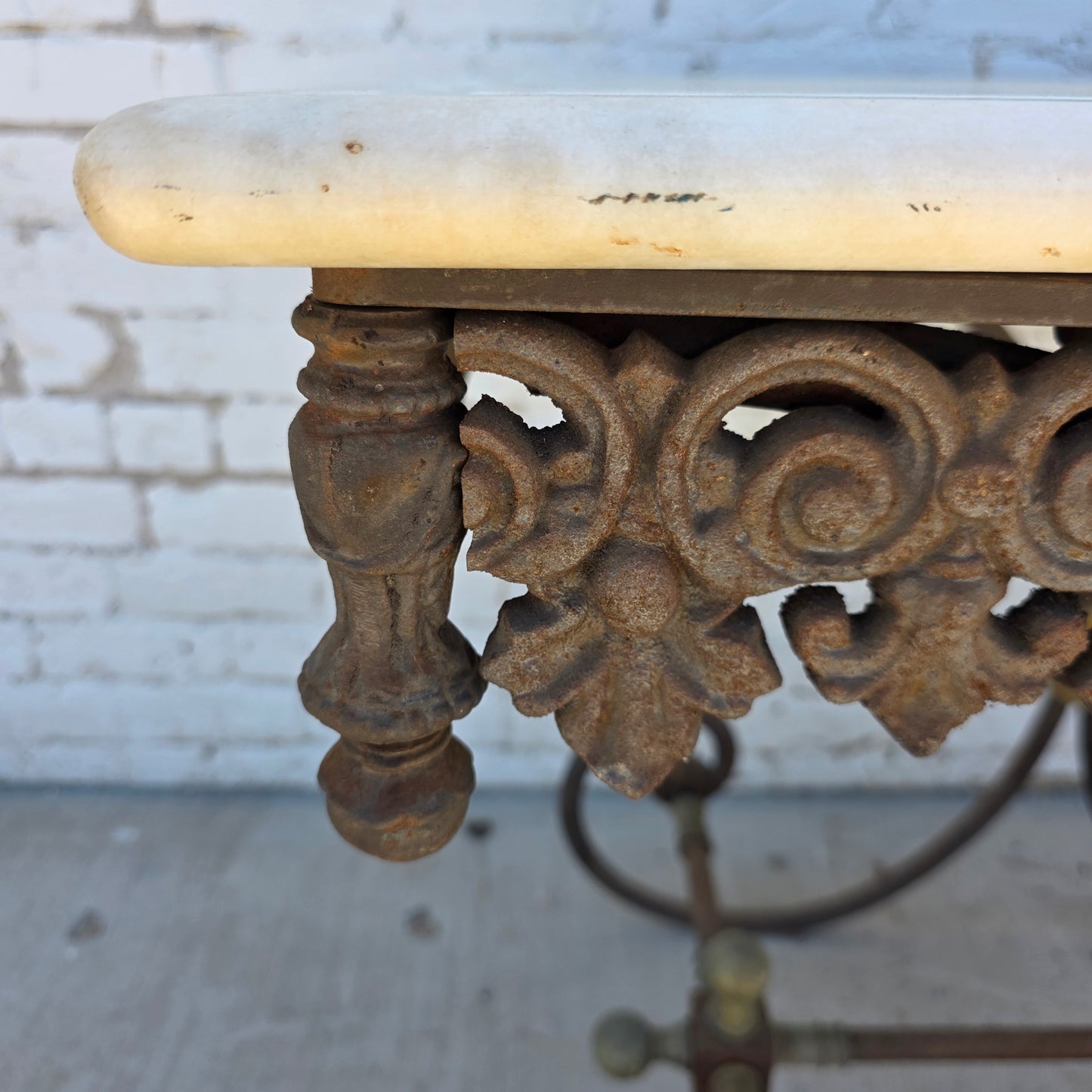 Antique French Marble Top Pastry Table