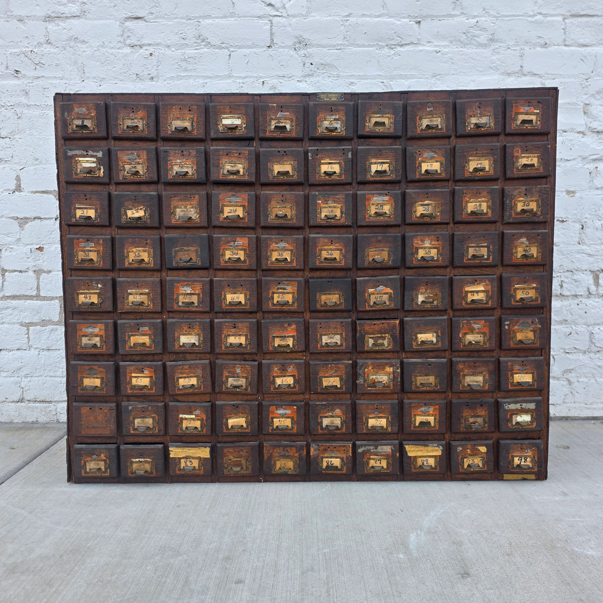 Antique Hobart Brothers 90-Drawer Parts Cabinet