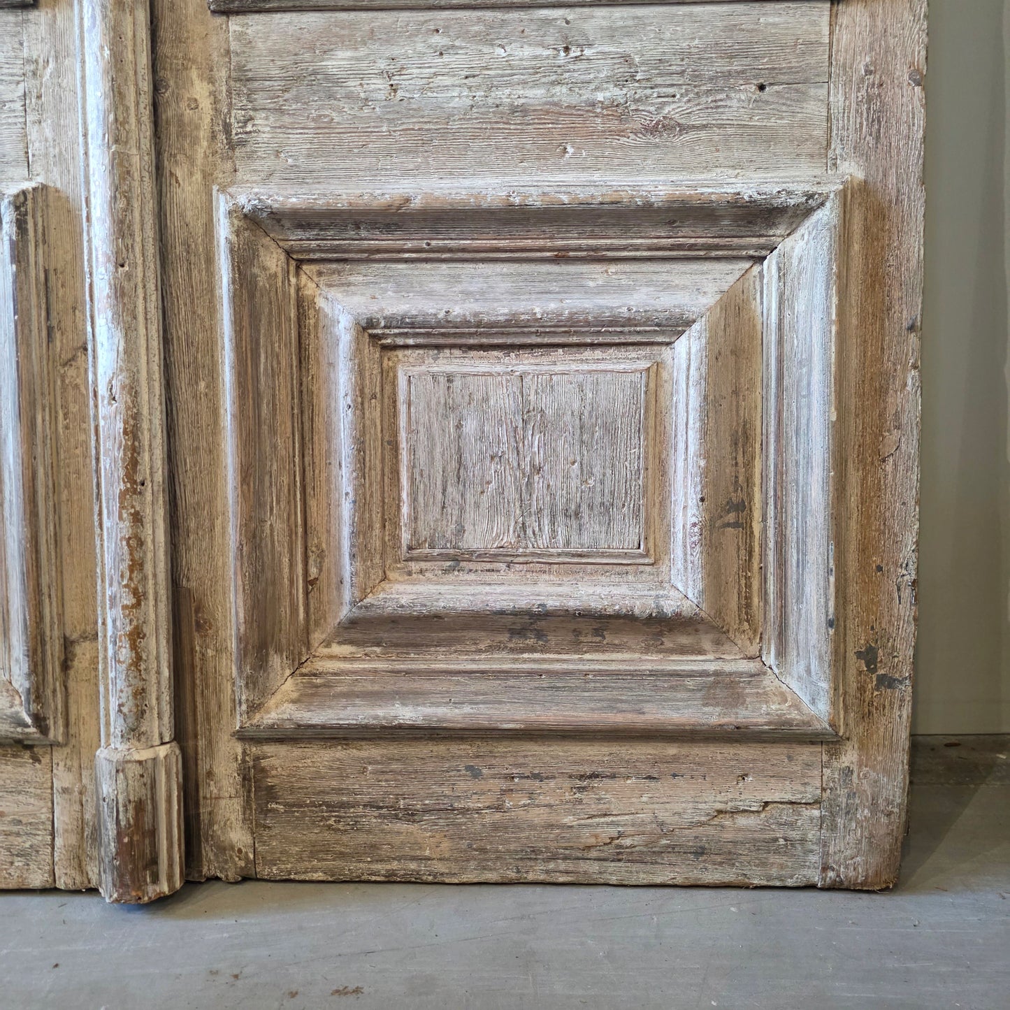 Pair of Antique Diamond Panel Carved Doors w/3 Panels