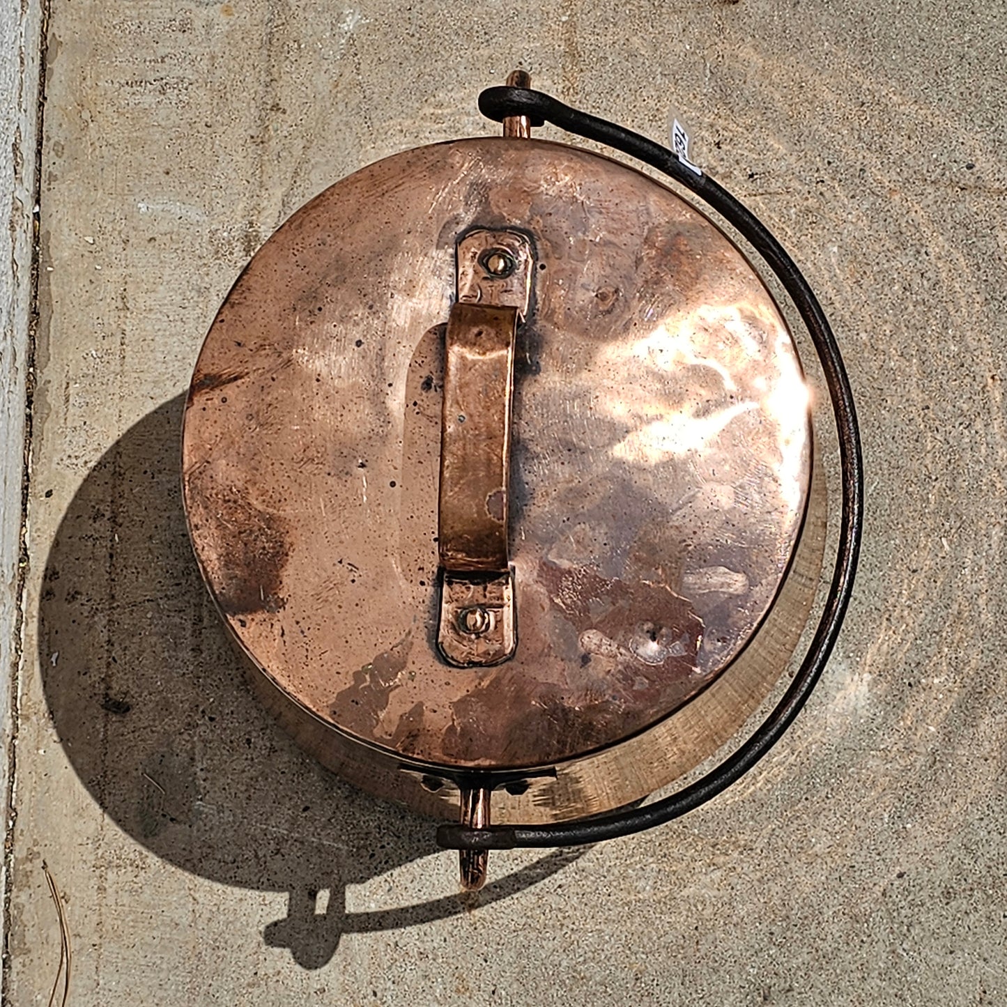 French Copper Iron Handled Cauldron