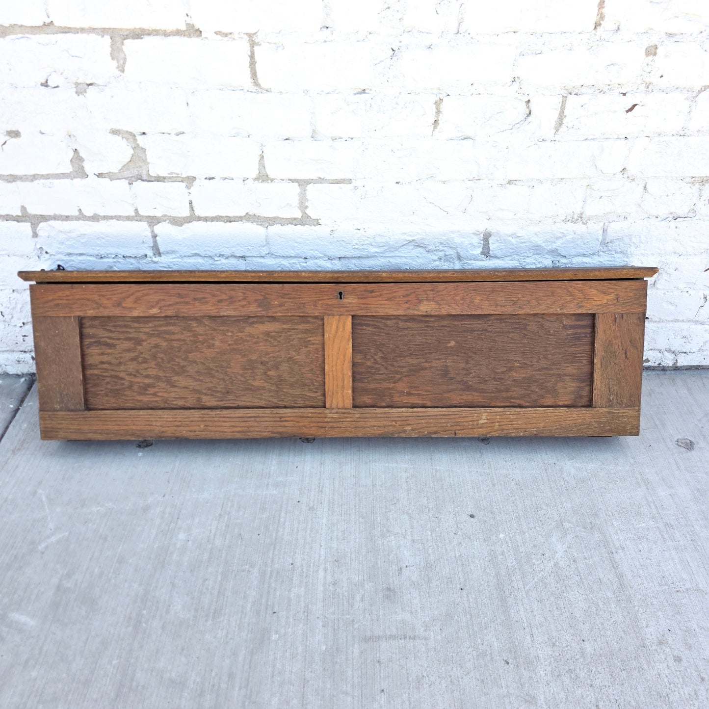Early 1900's Antique Oak Wall Mounted Map Cabinet