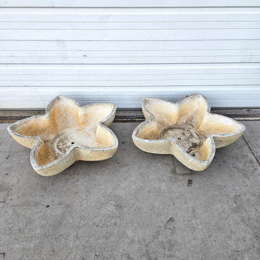 Pair of Large French Concrete Star Planters