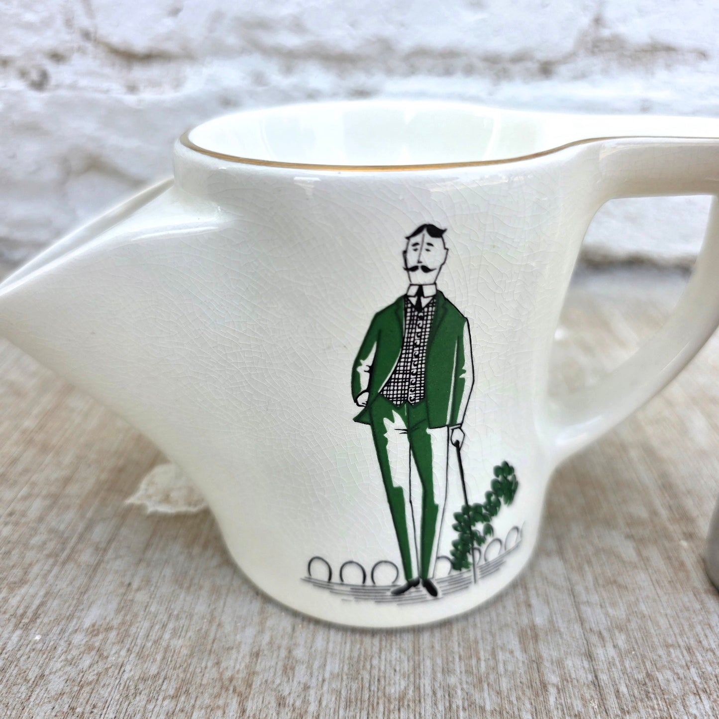 Vintage English Shaving Scuttle Mug with German Dubl Duck Brush (decor)