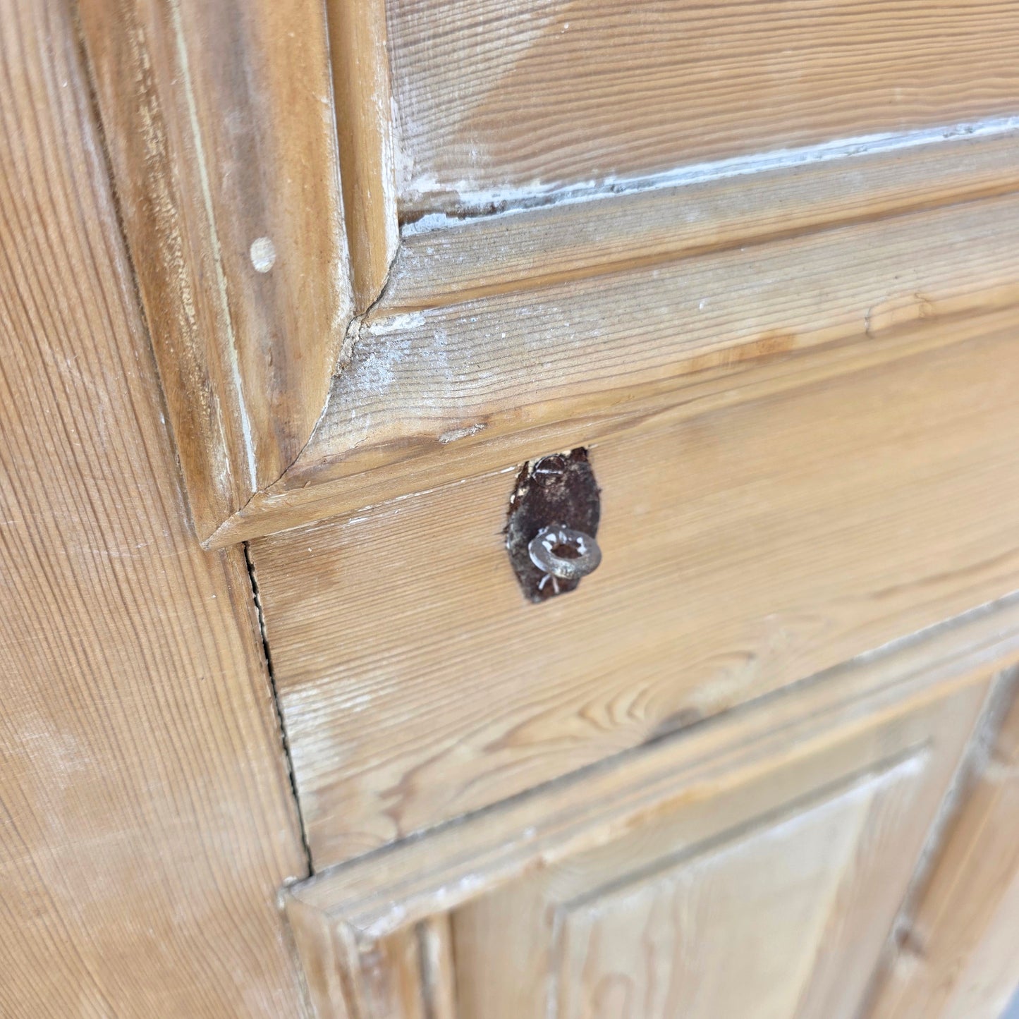 Pair of Washed Antique Wood 3-Panel Doors