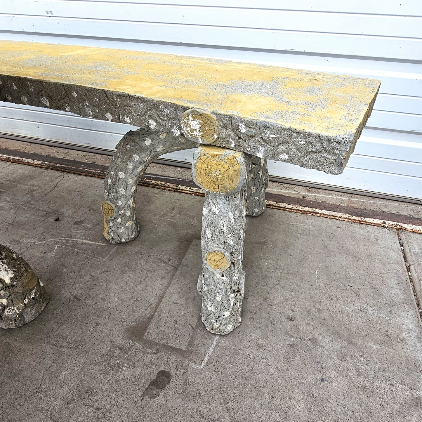 Faux Bois Table and 2 Benches