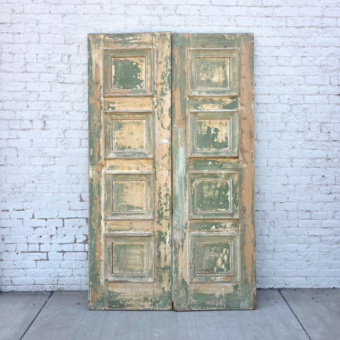 Pair of Painted Wood Antique 4-Panel Doors