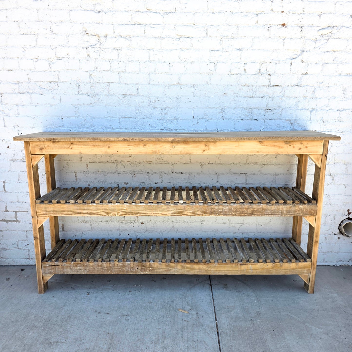 Wood Slatted French Florist Potting Shelf