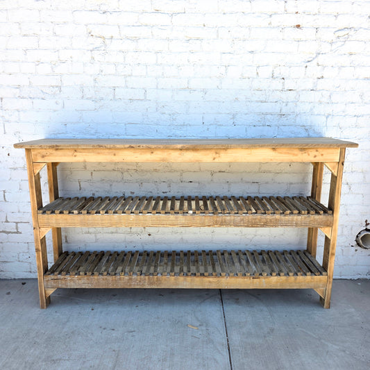 Wood Slatted French Florist Potting Shelf