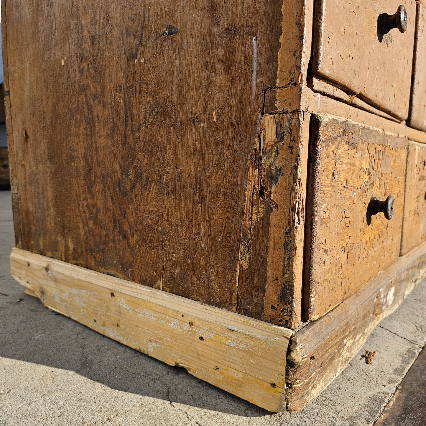 19th C. French Two Piece Painted Apothecary Cabinet