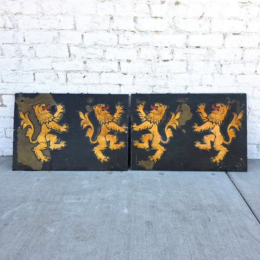 Pair of English Heraldic Lion Signs
