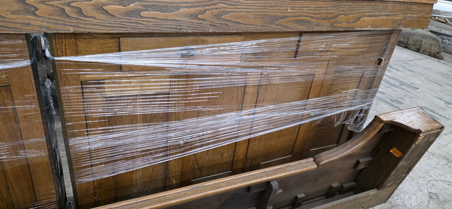 Antique Speakeasy Oak Bar and Backbar Cabinet