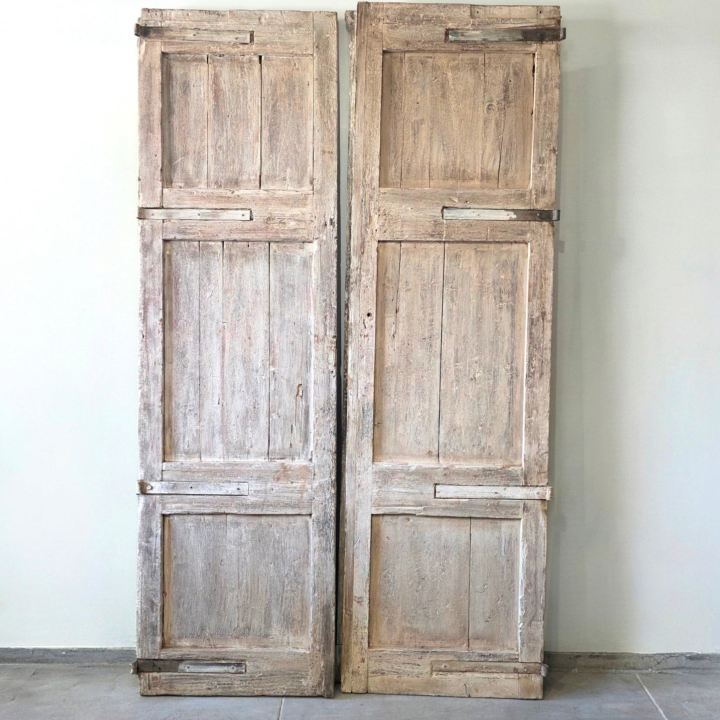 Pair of Antique Diamond Panel Carved Doors w/3 Panels