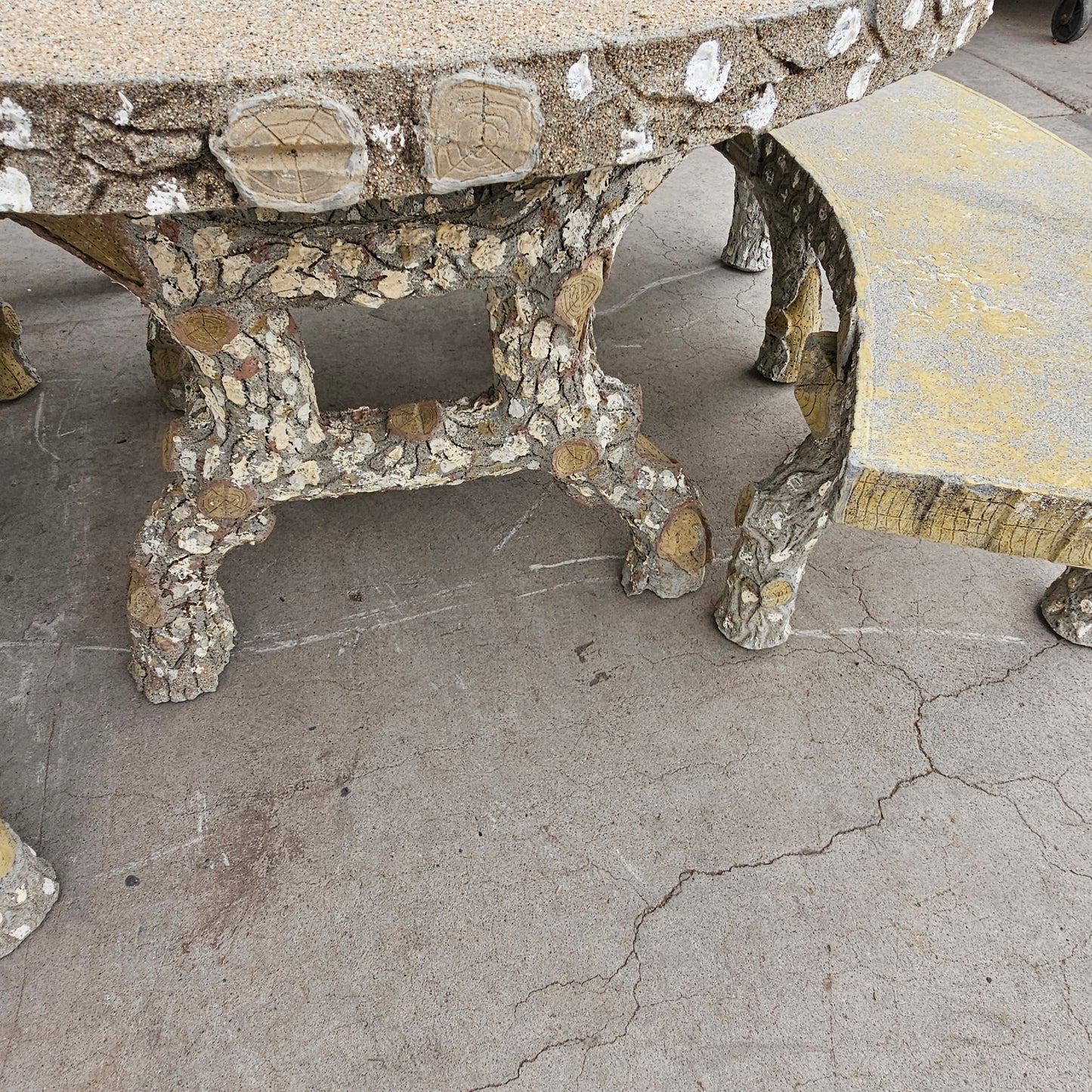 Faux Bois Table and 2 Benches