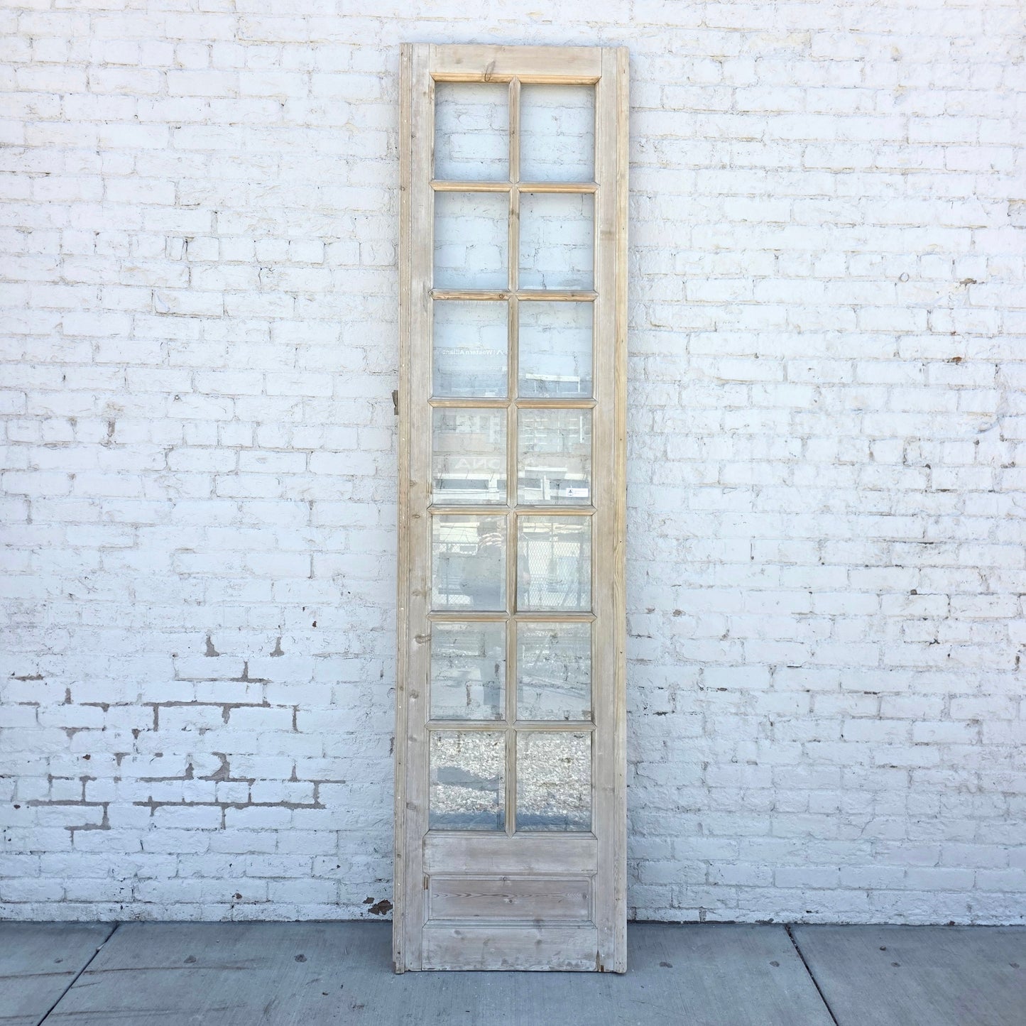 Single 14 Lite Whitewashed Wood Antique French Door