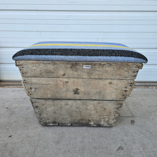 French Champagne Crate Ottoman with Camp Blanket Top