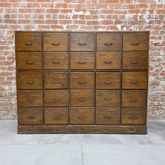 25 Drawer Oak Apothecary/File Cabinet