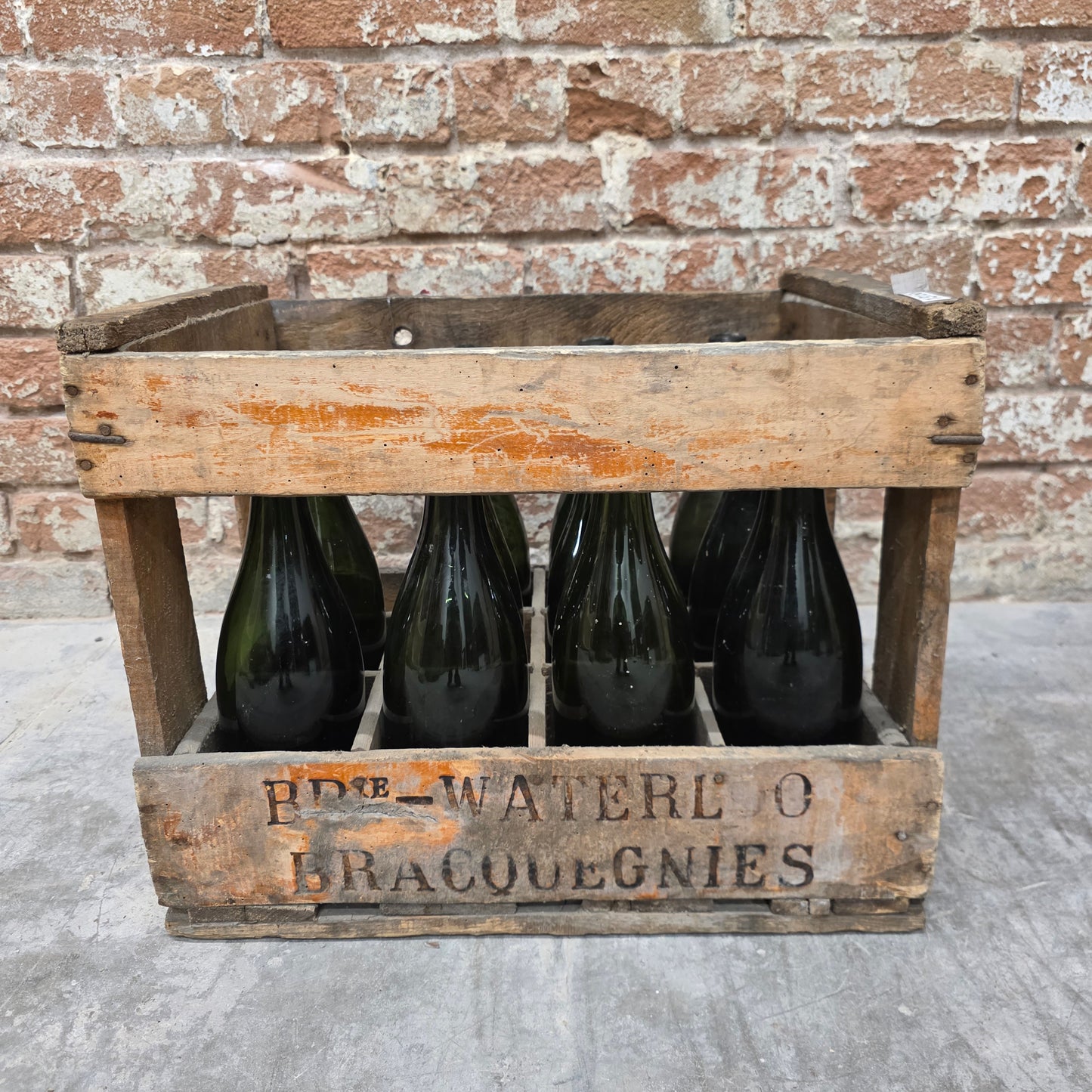 Wine Bottles in Crate from Brasserie Waterloo in Bracquegnies, Belgium