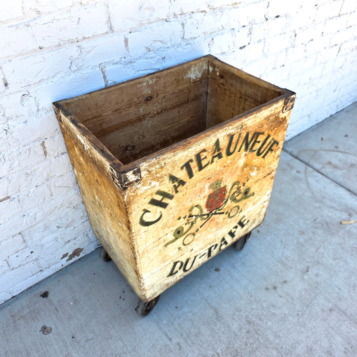 French Painted Chateauneuf Du-Pape Vineyard Cart
