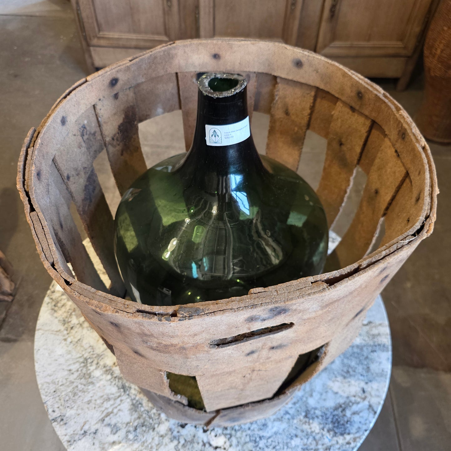 French Wine Demijohn in Slatted Basket