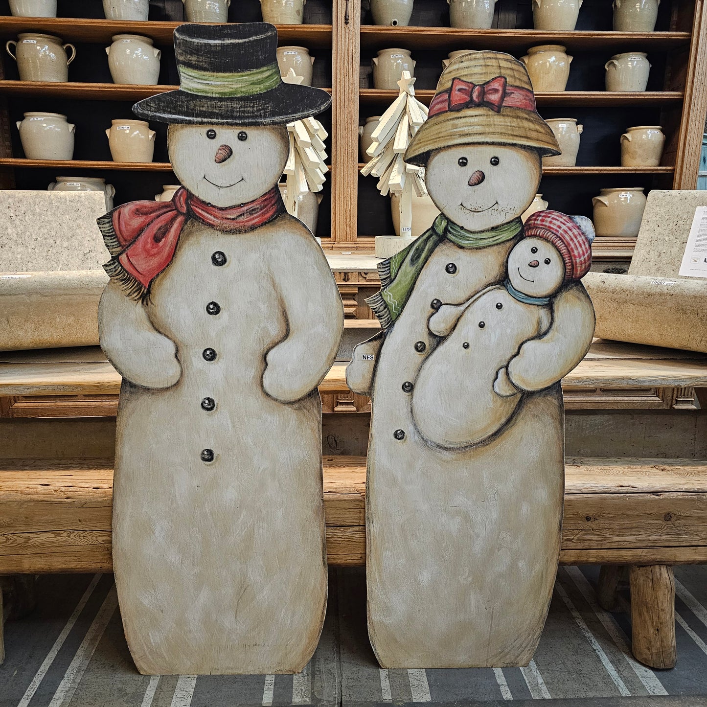 Wooden Cutout Snowman Family