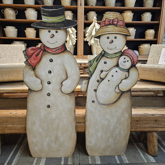 Wooden Cutout Snowman Family