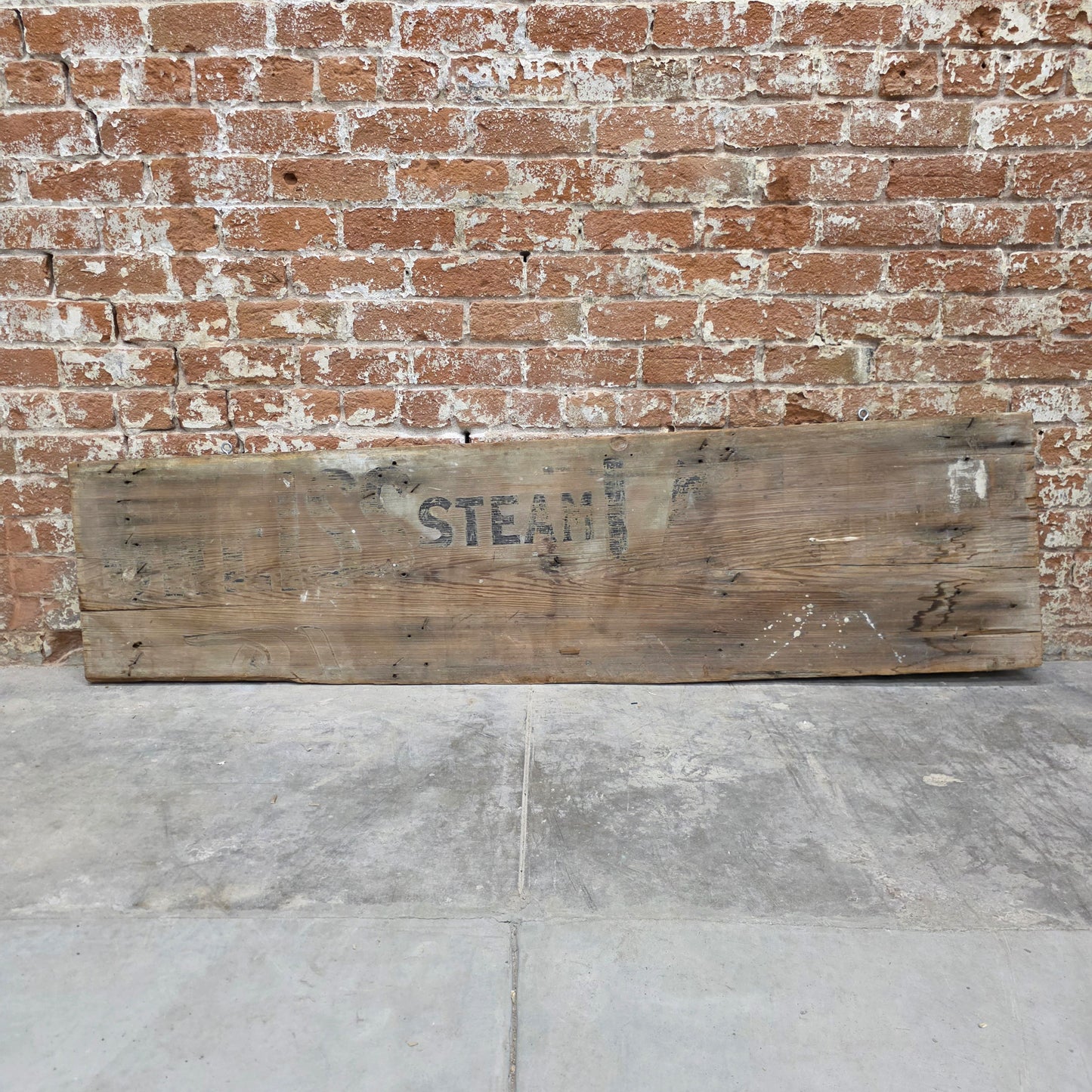 Antique Weathered Double Sided Wood "Steam Laundry" Trade Sign