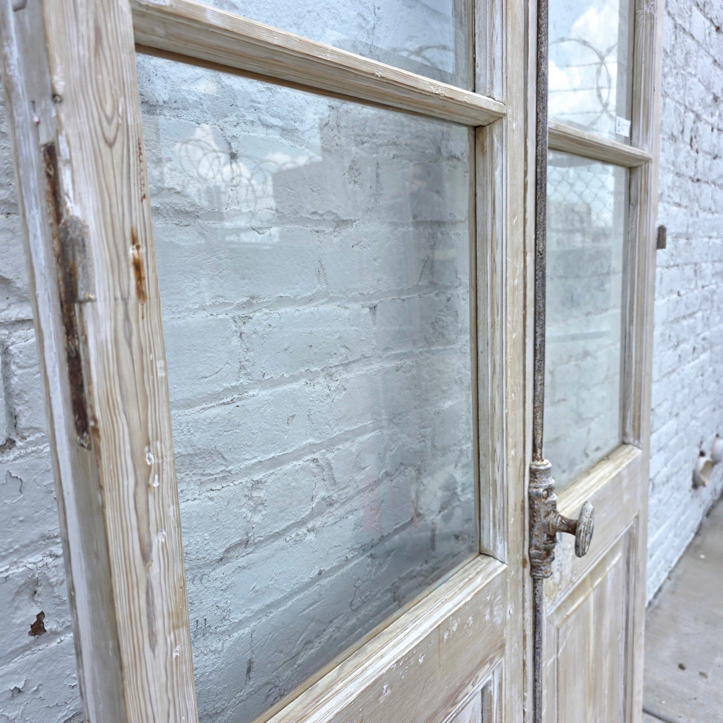 Pair of Washed Wood French Doors w/6 Lites