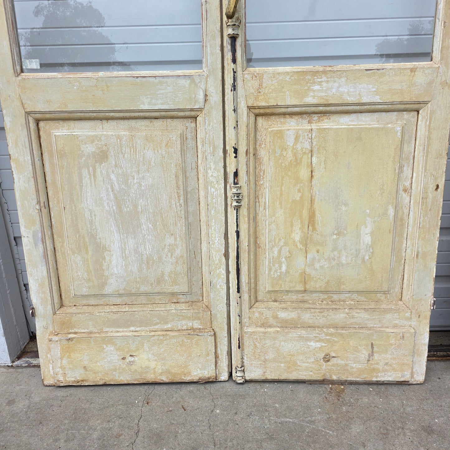 Pair of Painted Antique 6 Lite French Doors