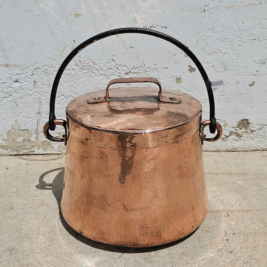 French Copper Iron Handled Cauldron