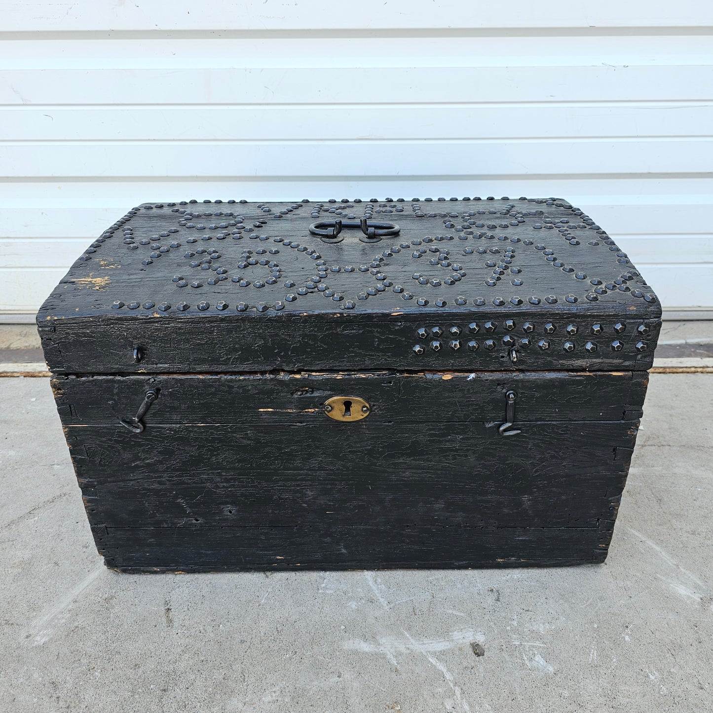 Wooden Trunk with “VK PL” Metal Studded Initials